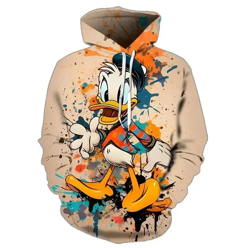 Donald Duck Boys Girls Hoodies MINISO Men's 3D Printing Disney Children's Pullover New Fashion Menswear