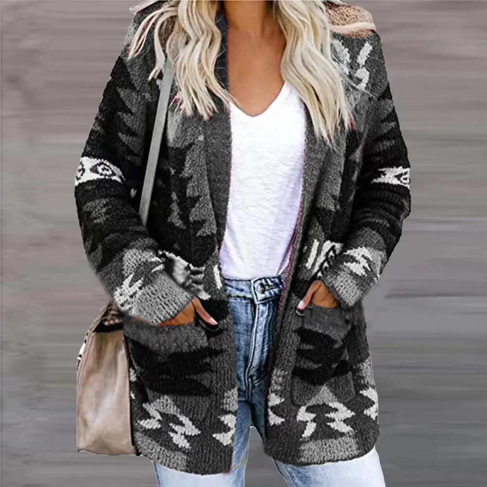 

Popular Women Jacket Open Stitch Thick Thermal Color Matching Women Jacket