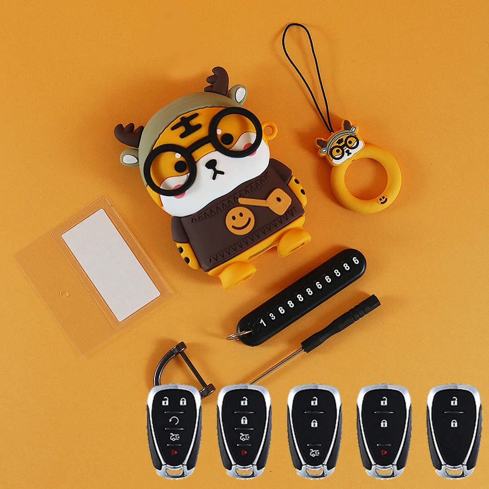 

Для Chevrolet Chevy Camaro Cruze Malibu Equinox Onix Spark 2/3/4/5 кнопки милый мультяшный тигр панда брелок для защиты