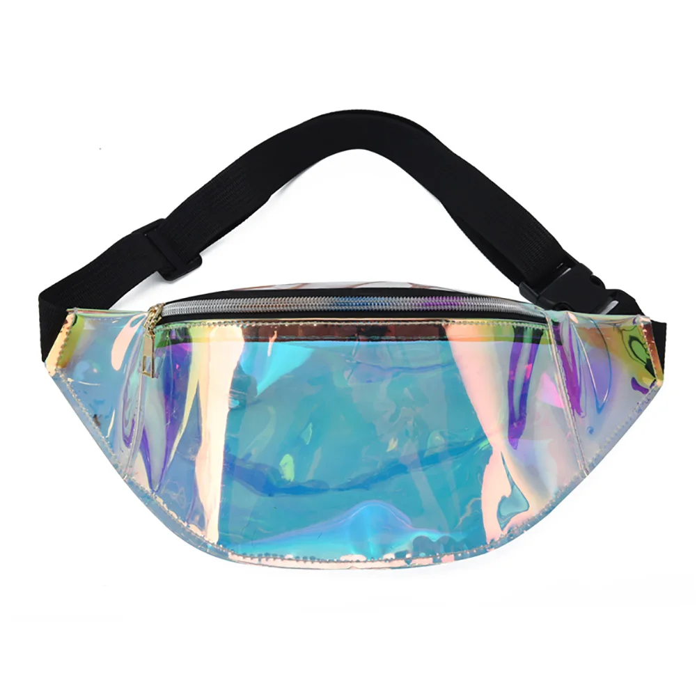 

Holographic Translucent Fanny Pack Laser Hologram Waist Pouch Banana Bags Women Belt Bag Hip Bum Travel Phone Holder for Female