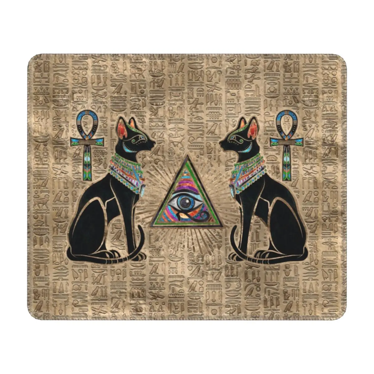 

Egyptian Cats And Eye Of Horus 4 Computer Mouse Pad Mousepad with Stitched Edges Anti-Slip Rubber Egypt Mouse Mat for Gaming