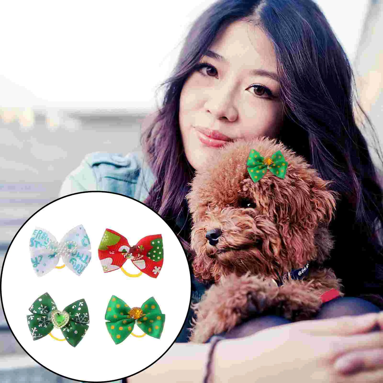 

Dog Hair Bows Christmas Pet Bow Grooming Girls Rubberfavor Party Ties Decorribbon Tie Accessories Clothes Bands