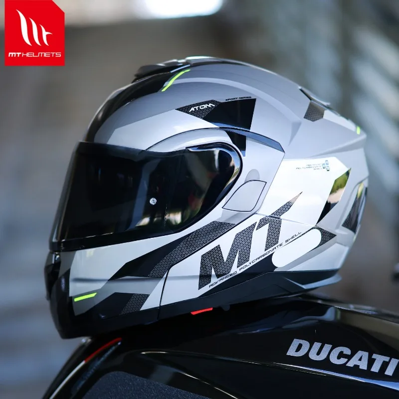 Фото Мотошлем Hot Flip Up Helmet Motorcycle Mt Atom Sv M-4XL с двойным визором, варианты цветов, оригинальные шлемы для мотокросса, корпус из ABS, Casco Moto №1