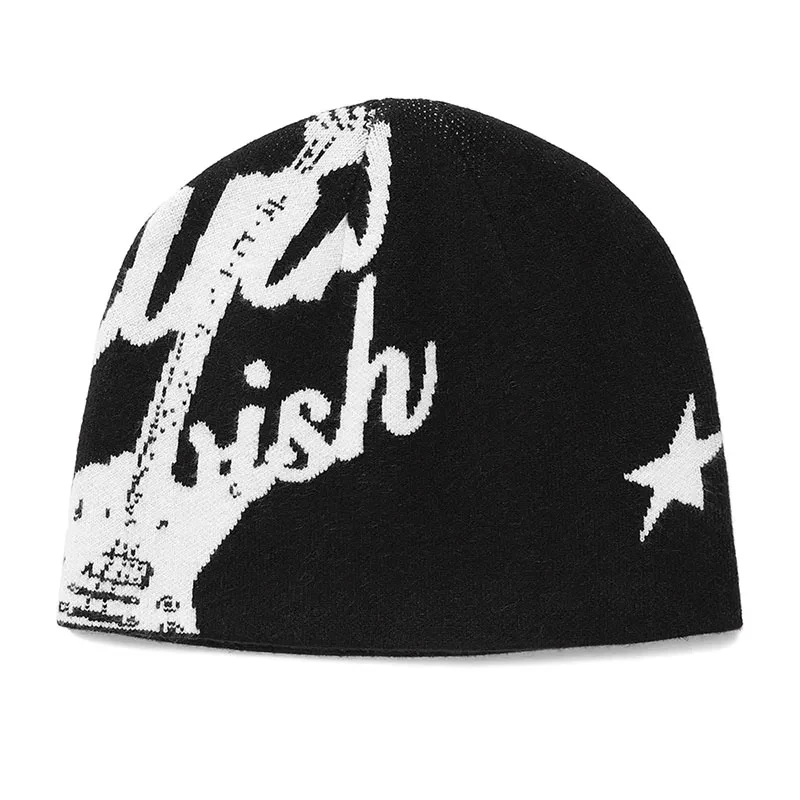 Женская шапка в Корейском стиле вязаная хип-хоп винтажные готические шапки Kpop Y2k