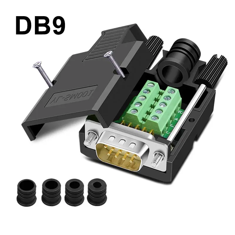 

DB9 Solderless Connector 2 Rows D-SUB DB9 Pin Male Female Breakout Terminals COM Connectors RS232/485 Serial Port Plug Adapter