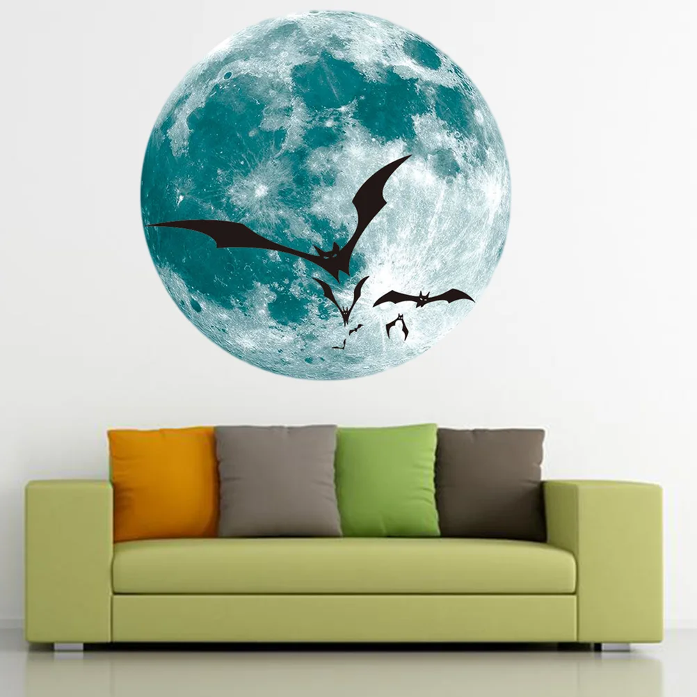 

Wallsticker Wallpaper Moon Decals Night Home Paper Stickers Bat Luminous Window Glow Fluorescentdarkthe Clings Vinyl Decoration