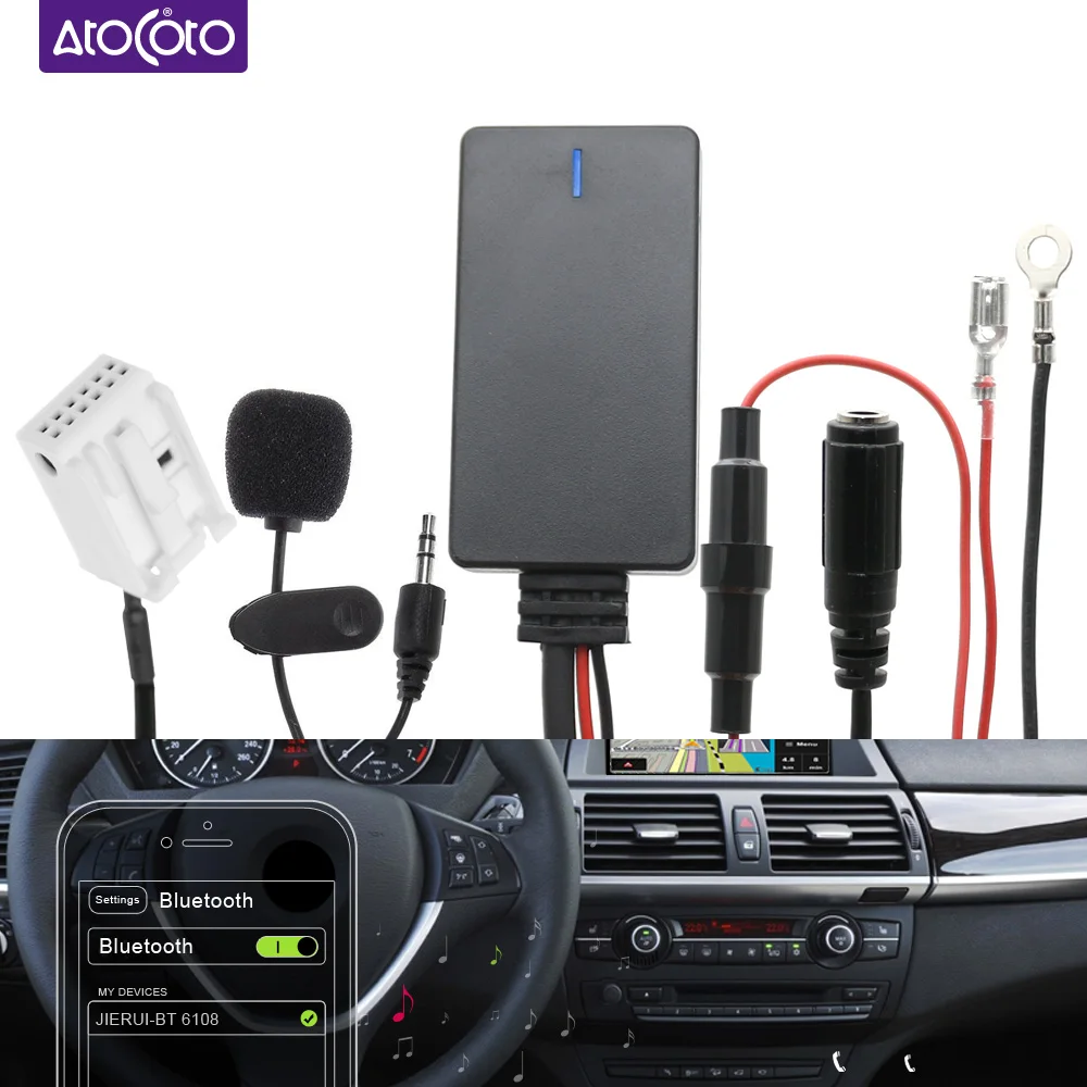 New Car Bluetooth Kit Aux In Wireless Audio Cable Mic Handsfree Adapter For BMW E60 E63 E64 E66 E81 E82 E70 E90 E91 E92
