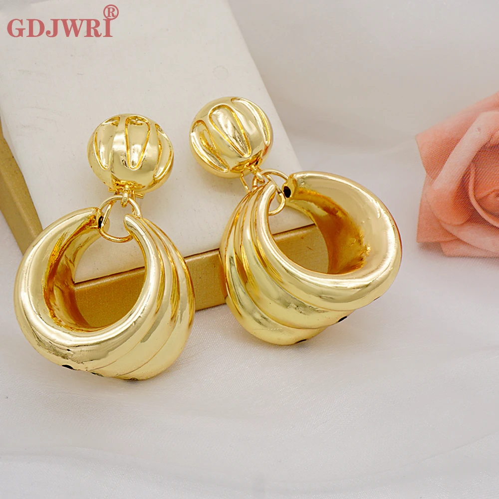 

Серьги-кольца женские медные с подвесками, комплект ювелирных украшений неправильной формы, большие висячие украшения для свадьбы, вечерин...