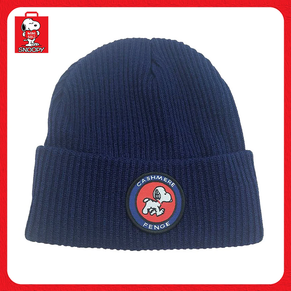 

New Cartoon Miniso Snpooy Embroidery Cute Student Woolen Cap Fashion Trend Hepburn Warm Knitted Cap Boys Girls Birthday Gift