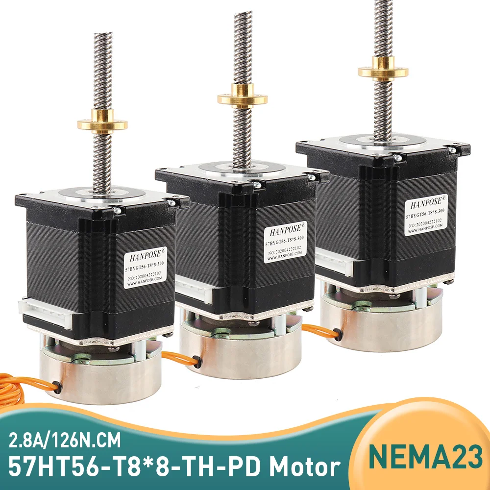 

3 шт. 23HS5628-PD-T8 2.8A 126N. См 310 мм NEMA17 винтовой шаговый двигатель с длиной фюзеляжа тормоза 56 мм для фрезерного станка с ЧПУ