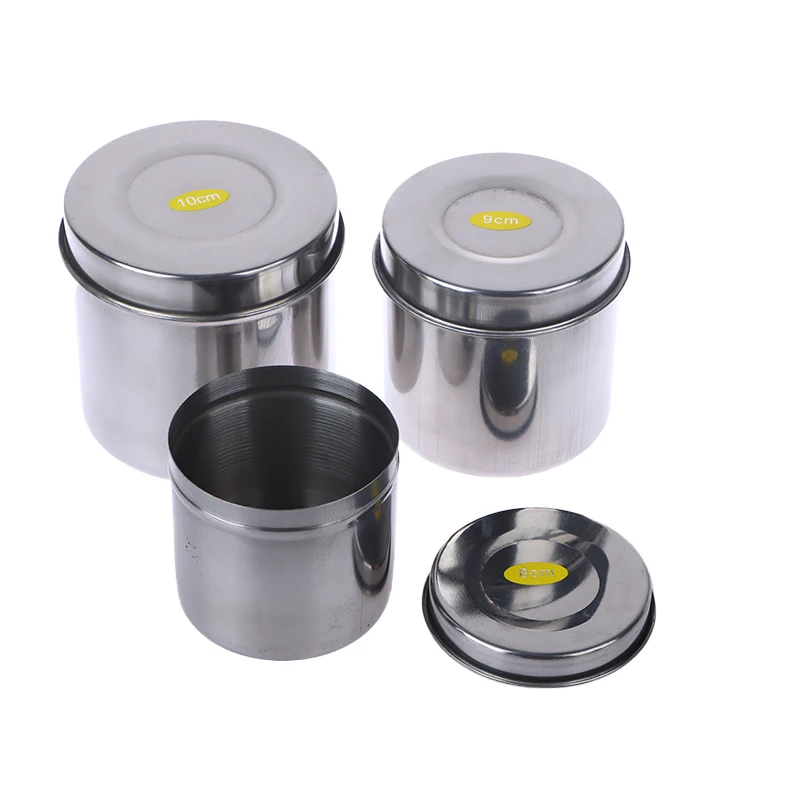 

Круглый медицинский спиртовой контейнер 8/9/10 см, спиртовая банка из нержавеющей стали, лабораторные инструменты и инструменты, емкость для хранения с крышкой