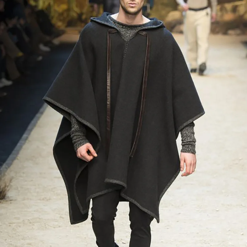 S Solid Color Streetwear Autumn Winter Poncho Irregular Over