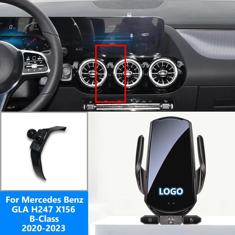 

Автомобильный телефон для Mercedes Benz B-Class GLA H247 X156 2020-2023 15 Вт QI Беспроводное зарядное устройство магнитная индукция вращающийся на 360 ° кронштей...