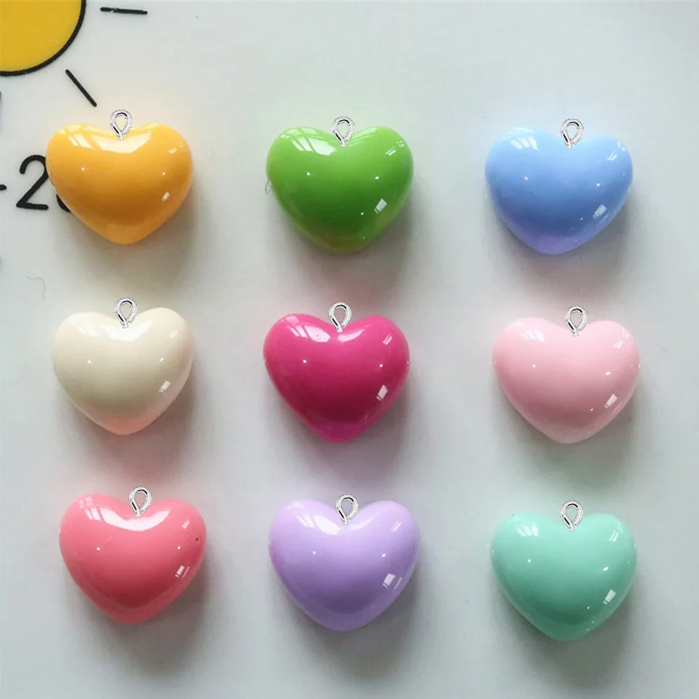 10 шт. блестящие подвески 16x15 мм в виде сердца с плоской задней поверхностью для