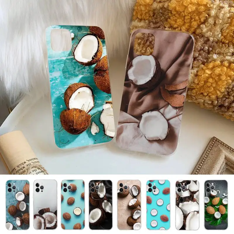 

Fruit Coconut Phone Case Silicone Soft for iphone 14 13 12 11 Pro Mini XS MAX 8 7 6 Plus X XS XR Cover