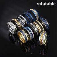 european and american new mens titanium steel chain turning ring twelve color full color decompression jewelry wholesale