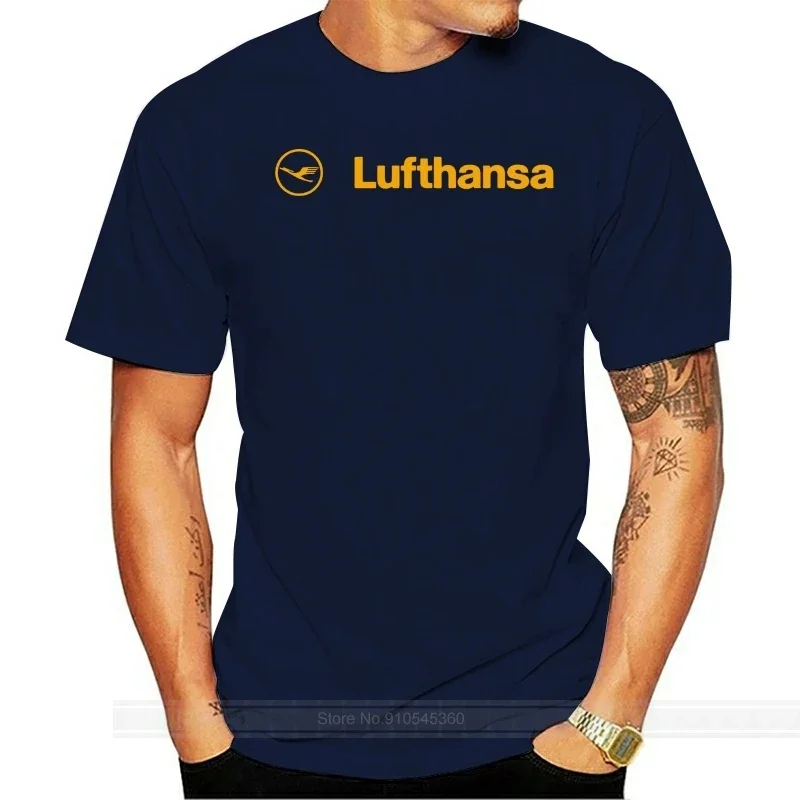 Футболка мужская хлопковая модная тенниска европейские размеры Lufthansa Airlin Черная