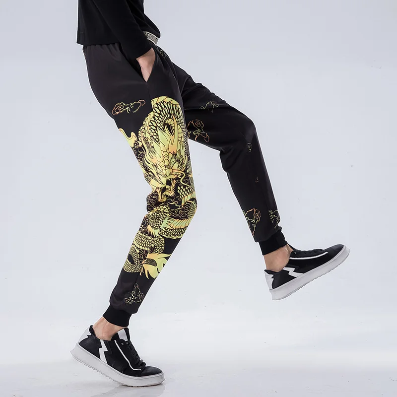 

New Arrival Sweatpants Men Cotton Full Length Elastic Waist Style Pattern Casual Pants Fashion Straight Leggings Military