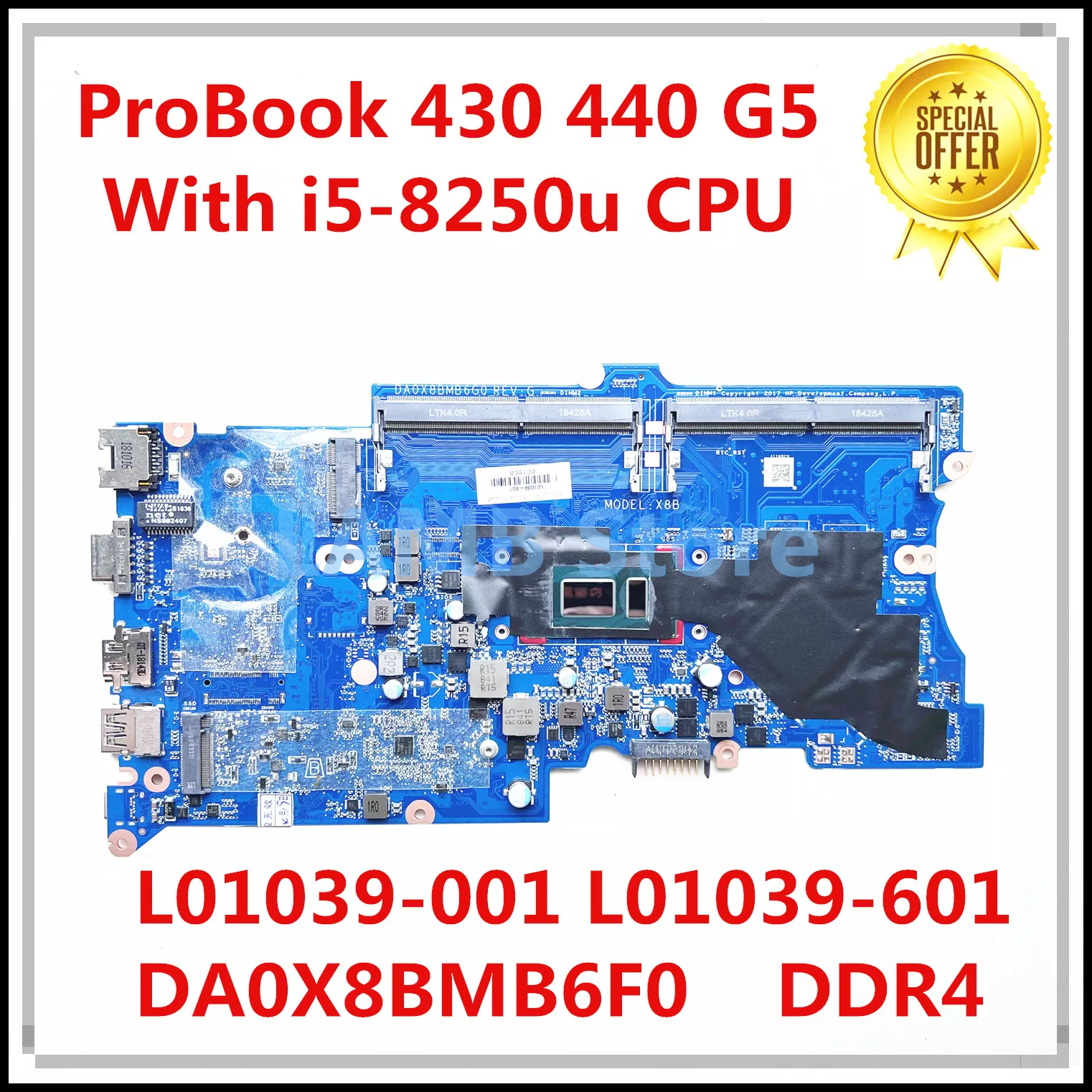 Для HP ProBook 430 G5 440 материнская плата портативного компьютера с i5-8250u L01039-001 L01039-601