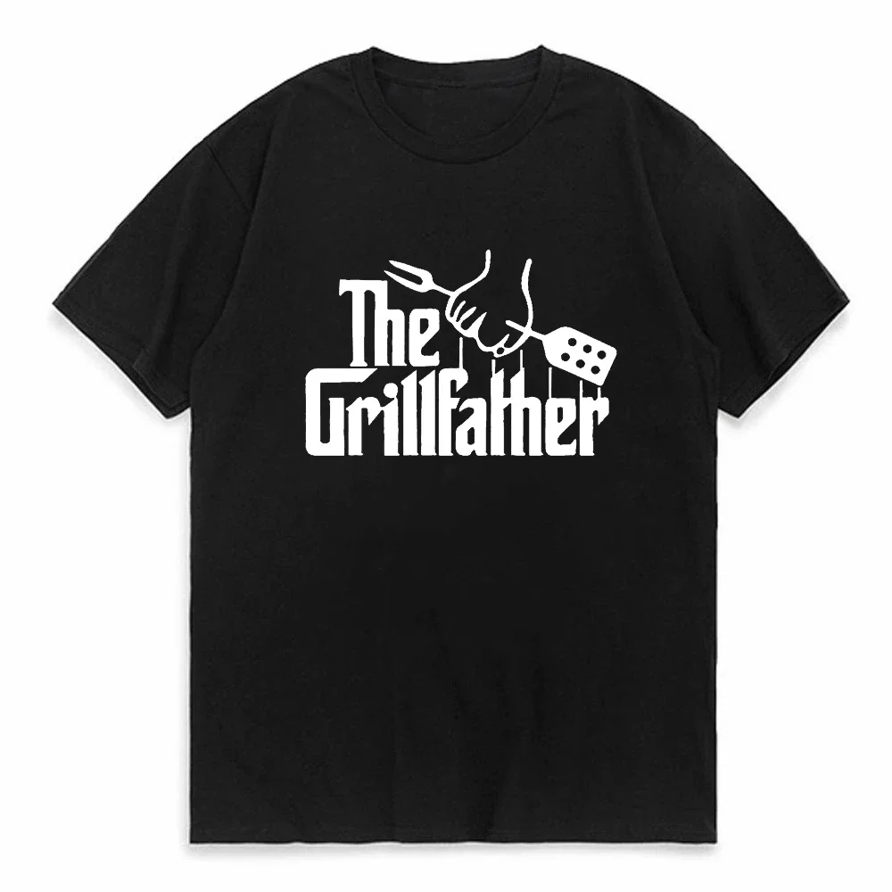 Фото Мужская модная футболка The Grillfather Funny BBQ Grill Chef, летняя хлопковая футболка с короткими рукавами, футболка с круглым вырезом, топ №1