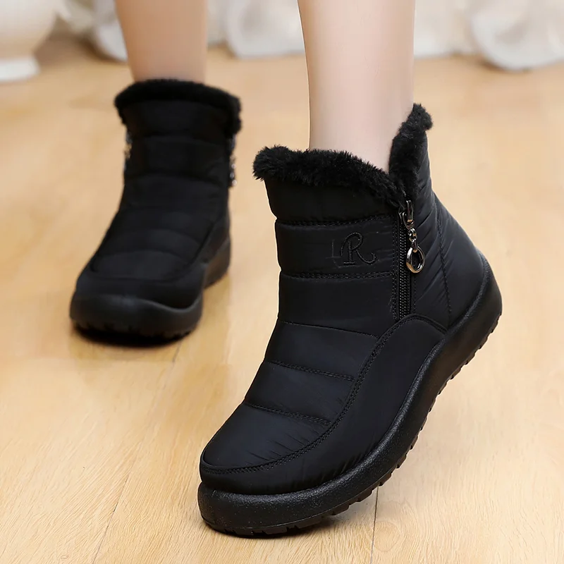 

2022 New Boots Women Keep Warm Boots Ladies Zipper Shoes Woman Fashion Ankle Boots Flat Plus Size Winter Shoes Women Botas Mujer