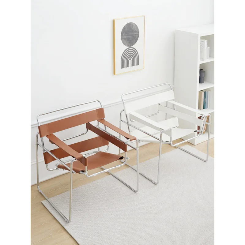 

Designer Vasily Chair Ins Leisure Single Saddle Lazy Stainless Steel Nordic Medieval Sofa Living Room Recreational Study Chair