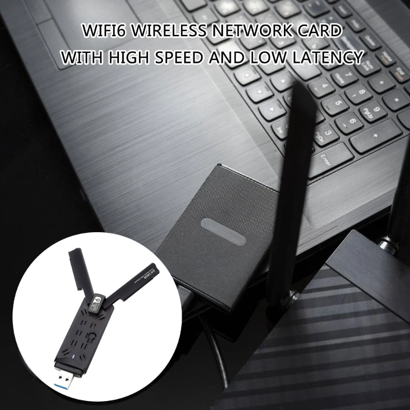 Сетевая карта AX1800 USB3.0 WiFi 1800 Мбит/с с 2 антеннами для ПК/настольного