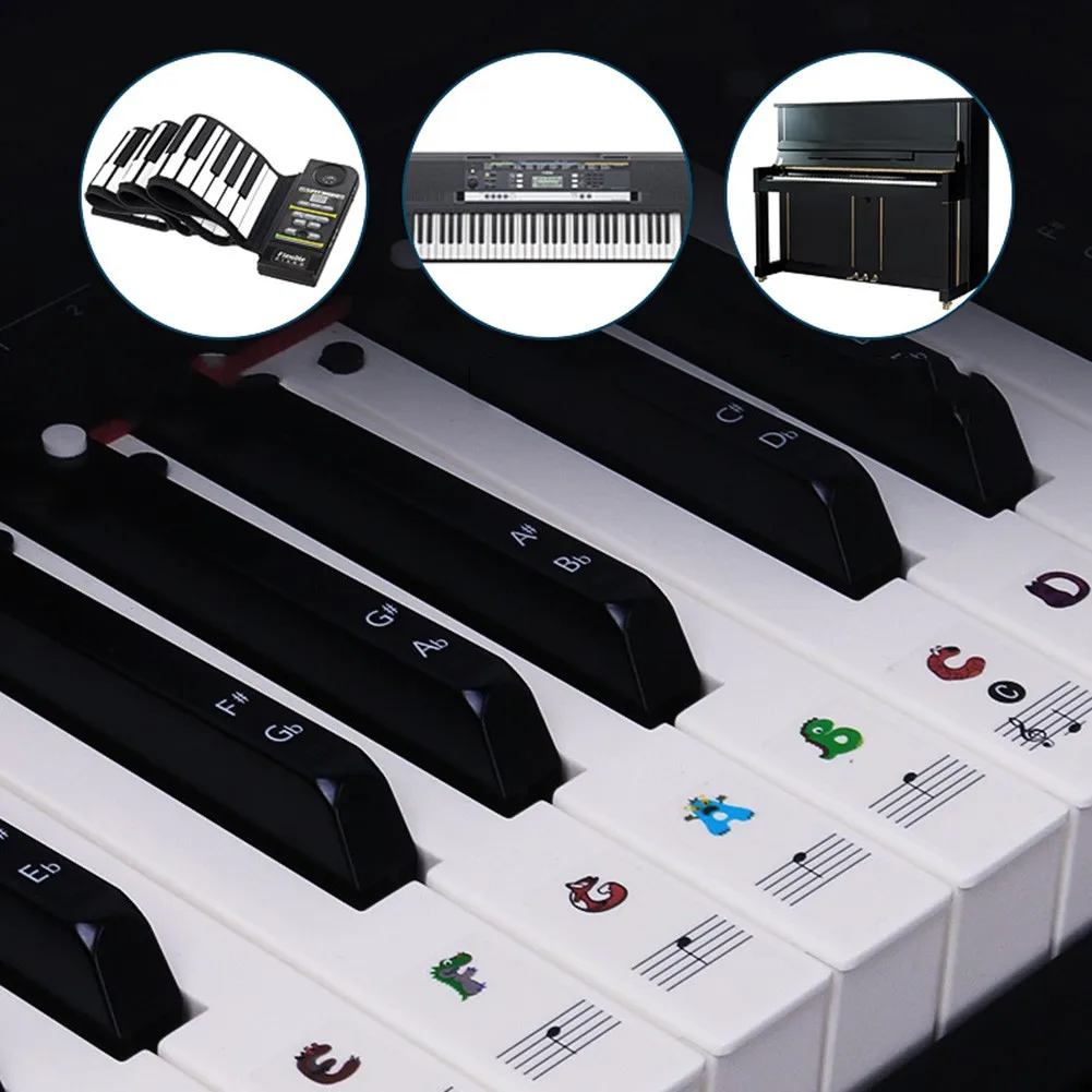 

Children Cartoon Piano Keyboard Stickers 88 Keys 61 Keys 54 Keys Key Piano Stave Note Symbol For Children Beginners Gift