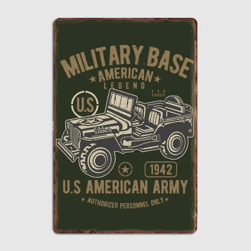 

Jeep Willy Poster Military Base Metal Plaque Plaques Wall Personalized Club Home Tin Sign Poster