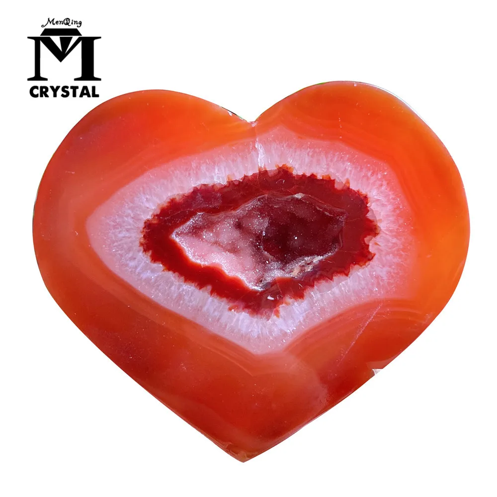 Natural Carnelian Crystal Cluster Heart Big Love Red Agate Stone Spiritual Meditation Feng Shui Heart Shape Druzy Home Decora