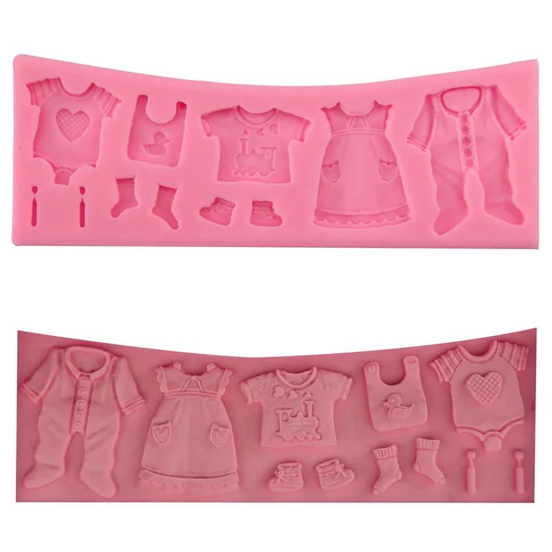 

3D Baby Clothes Shower Silicone Moulds Fondant Kitchen Accessories Cake Molds for Candy Chocolate Baking Tools