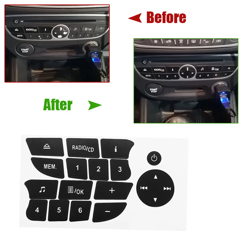 Car Tuning Button Repair Stickers CD Radio Audio Decals for Twingo Renault Clio and Megane 2009-2011 | Автомобили и мотоциклы