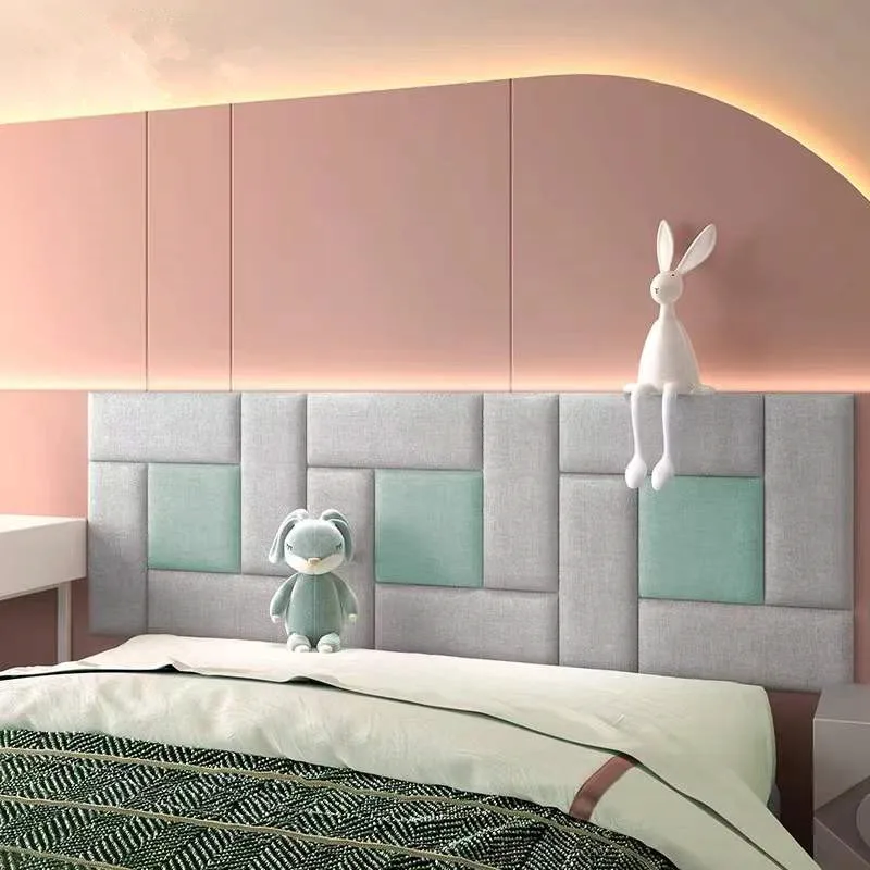 

Мягкая льняная ткань в упаковке, наклейки на кровать, изголовье кровати, наклейки на стену для защиты от столкновений, Самоклеящиеся украше...