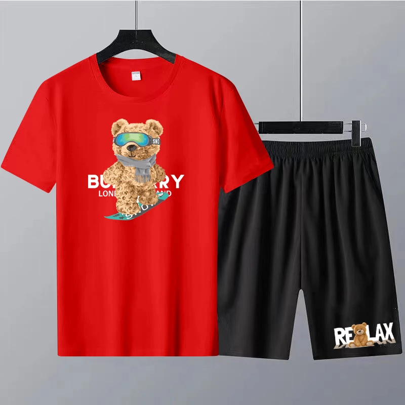 2023 Funny Bear Harajuku T-Shirt Men's Summer T-Shirt Short Sleeve T-Shirt Men's Summer Comfortable Daily Couple Suit Short Slee