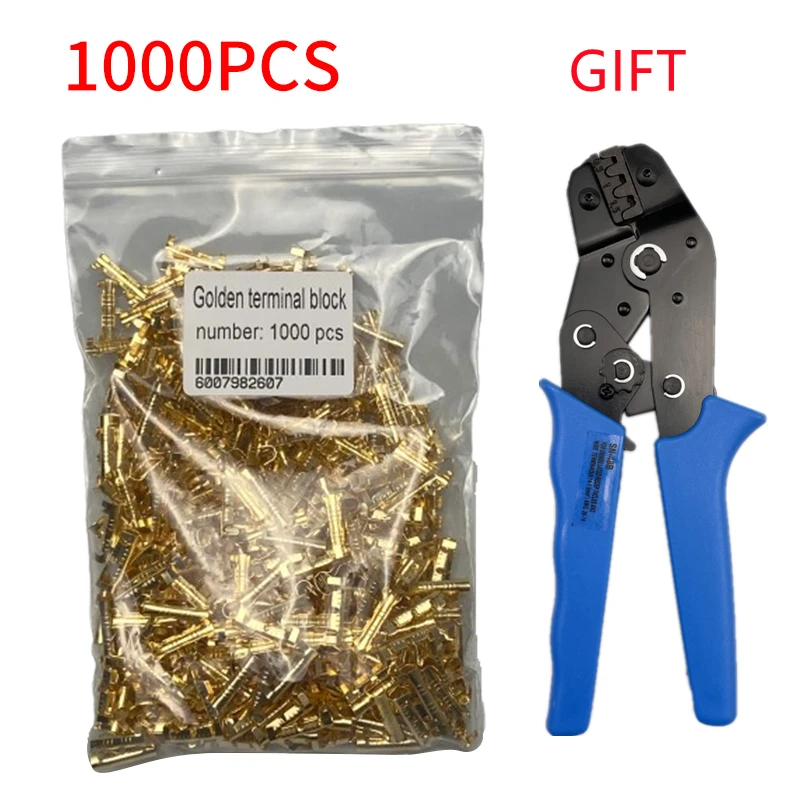 

1000pcs gold 453 U-shaped 0.3-1.5mm2 terminal tab cold inserts connectors cold terminal small teeth fascia terminal with gift