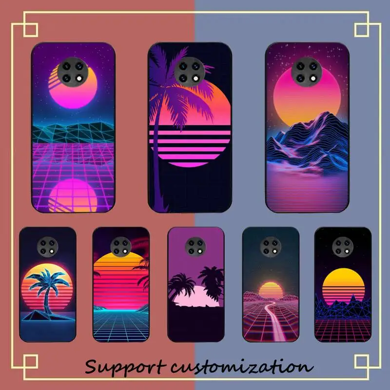 

FHNBLJ Synthwave Retro 80s Neon colorful Phone Case for Redmi 8 9 9A for Samsung J5 J6 Note9 for Huawei NOVA3E Mate20lite cover