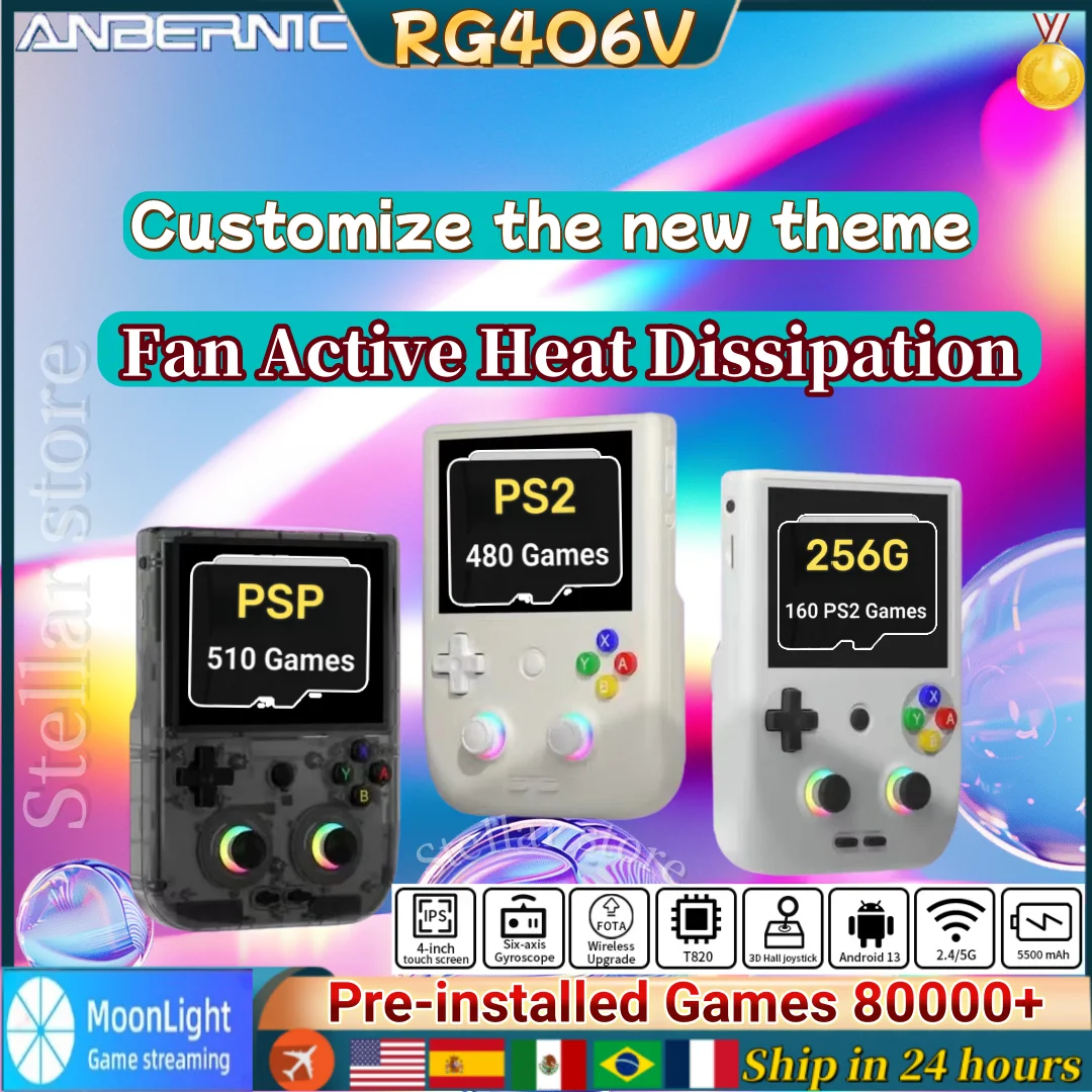 Портативная игровая консоль ANBERNIC RG 406 В 4 дюйма IPS мультисенсорный экран Android13
