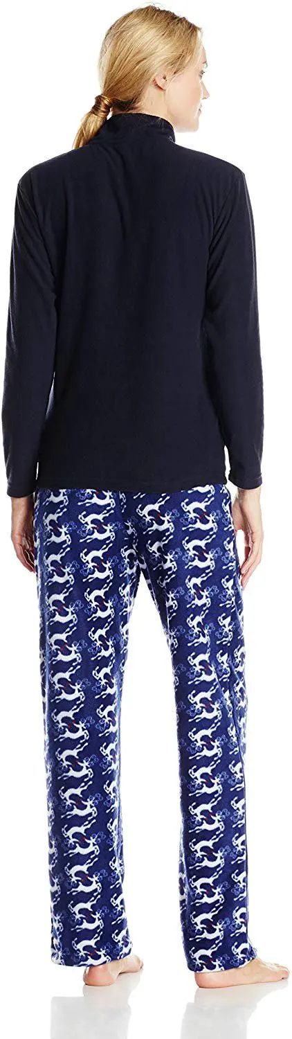Womens Microfleece Two-Piece Set, Reindeers, Large