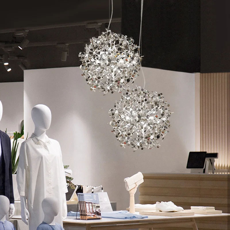 

Modern Stainless Steel Chandelier for Living Room Simple Bedroom Designer Home Lighting Creative Nordic Restaurant Bar Drop Lamp
