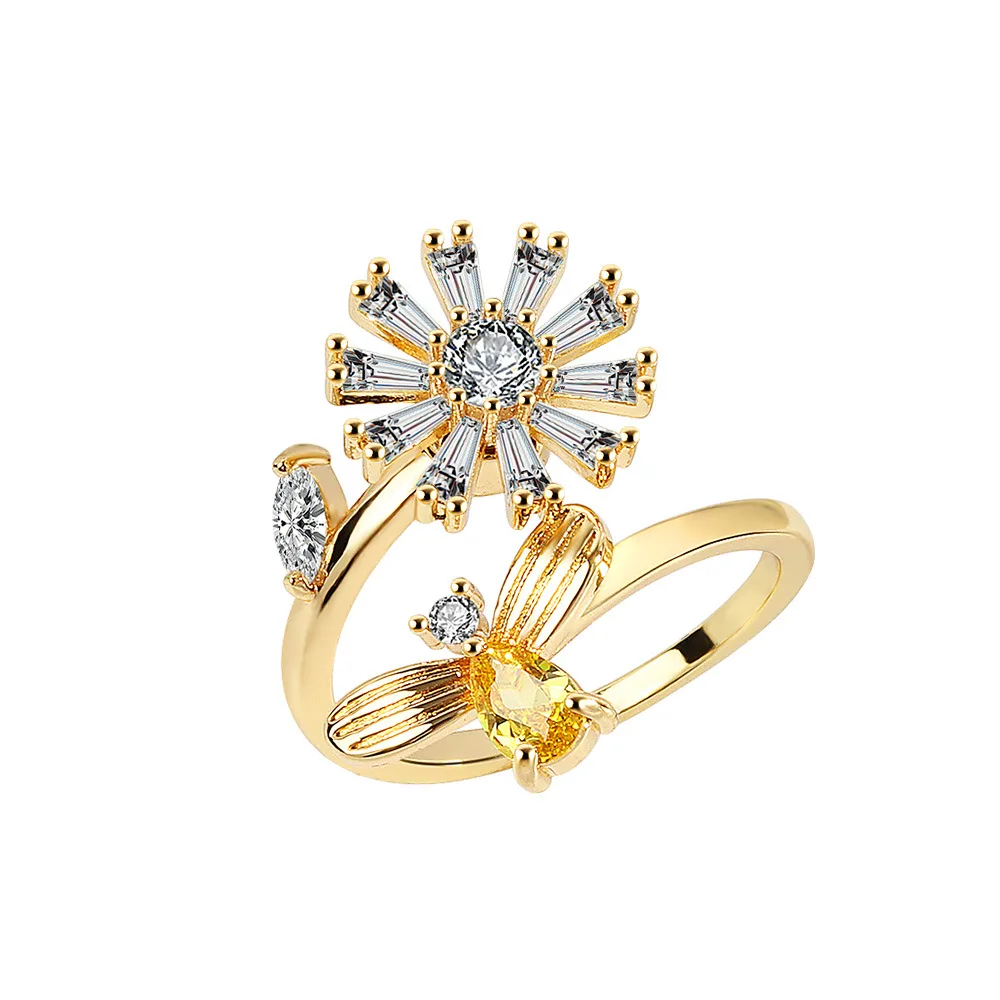 

Женское кольцо из серебра 100% пробы, с подвеской в виде подсолнуха