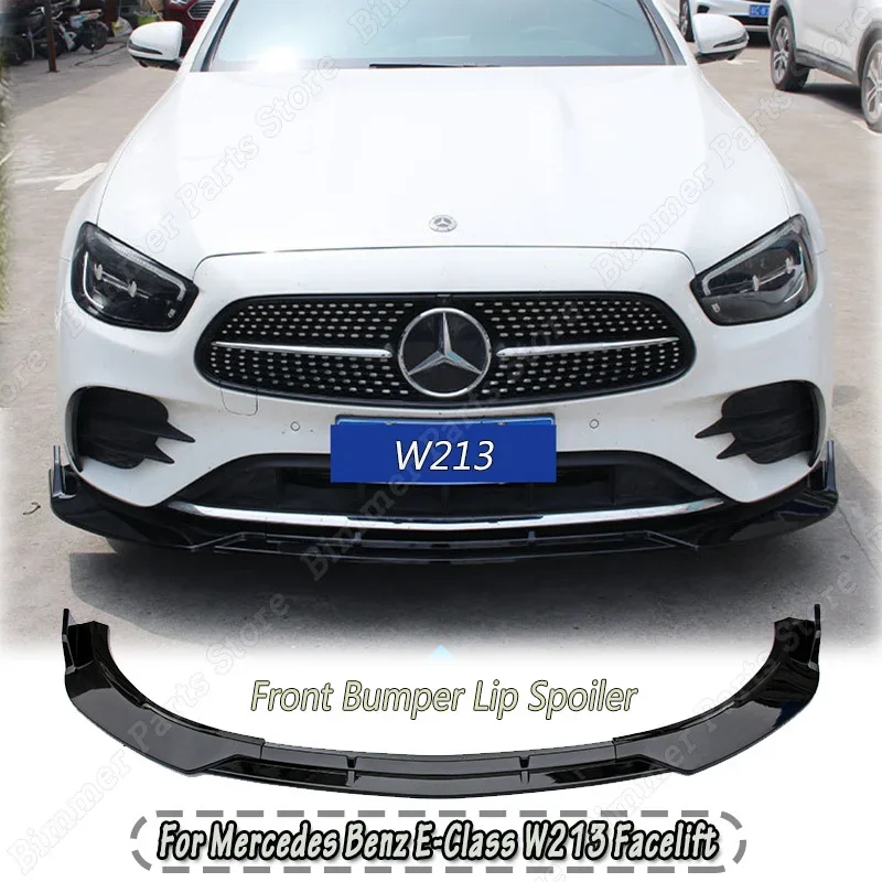 

For Mercedes Benz E Class W213 S213 E200 E300 E300e AMG E53 2020-2023 Front Bumper Lip Spoiler Splitter Diffuser Bodykit Tuning