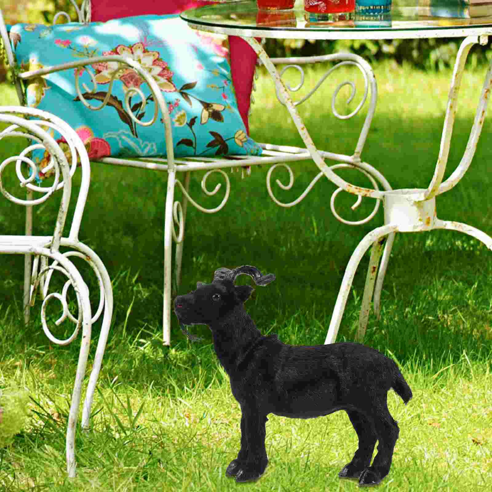 Модель черной козы плюшевая черная коза животное сад имитация орнамент Бафомет