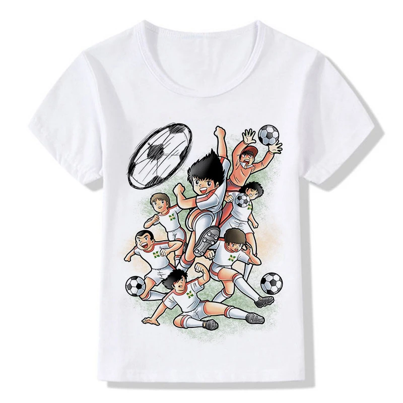 

Новинка, разноцветная детская одежда, футболка, капитан Цубаса, маленькая футболка, Рисунок Аниме, для мальчиков и девочек, женская футболка...