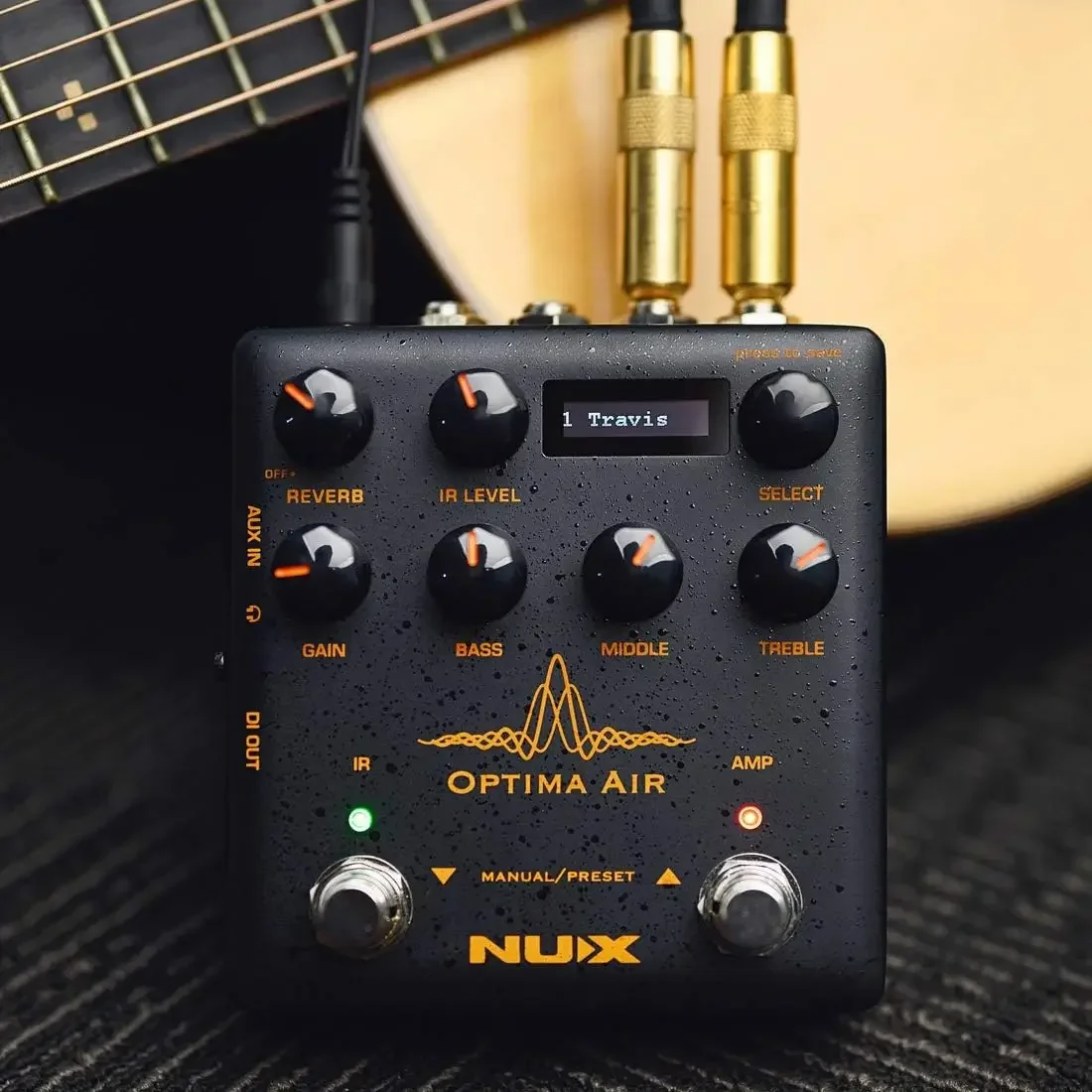 Фото NUX Optima Air NAI-5 педаль эффектов с двойным переключателем, симулятор акустической гитары с предусилителем для акустических и электрогитарных плееров №4