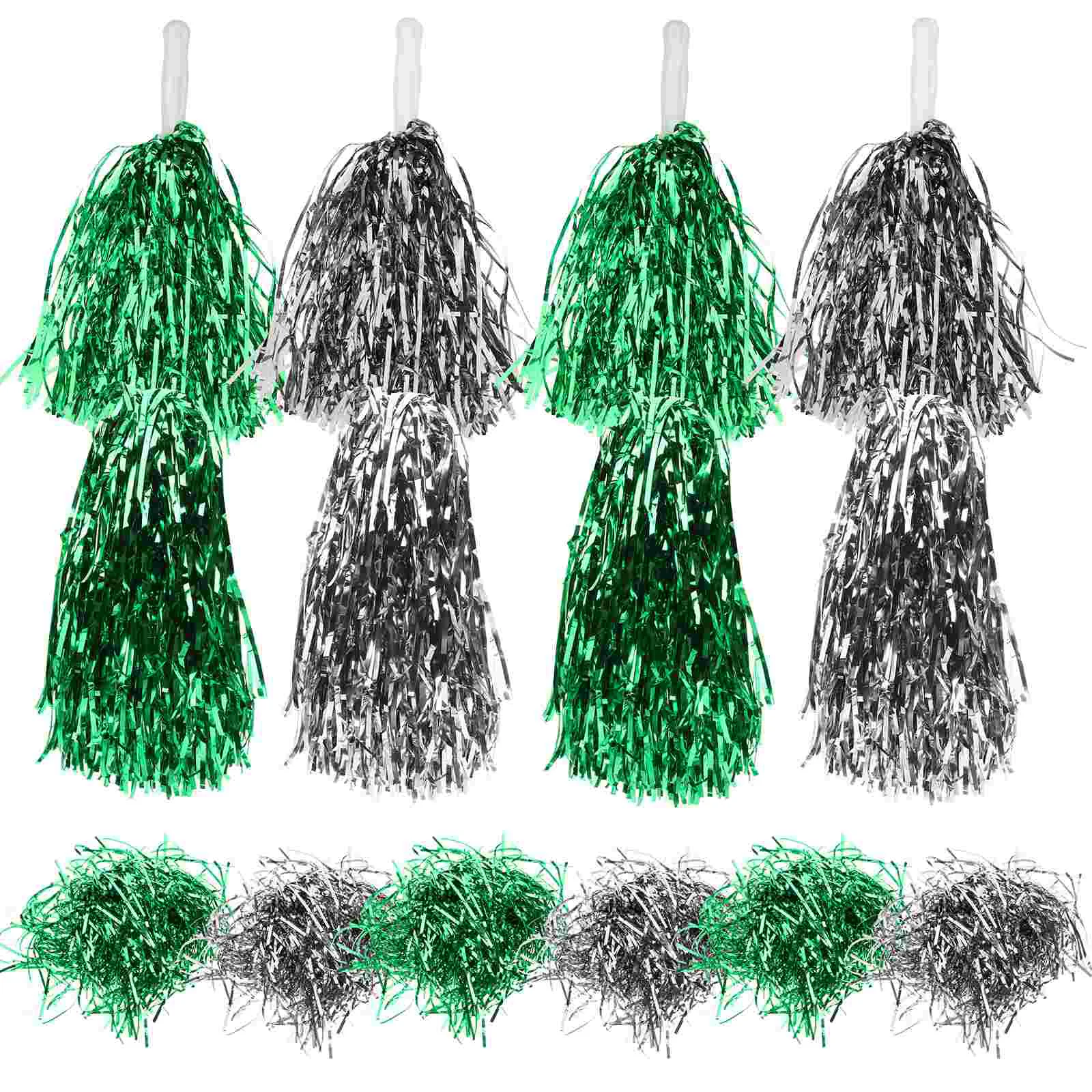 

24 Pcs Aluminum Foil Team Cheering Hand Flower Glitter Pom Poms Squad Pompoms Prop Cheerleader