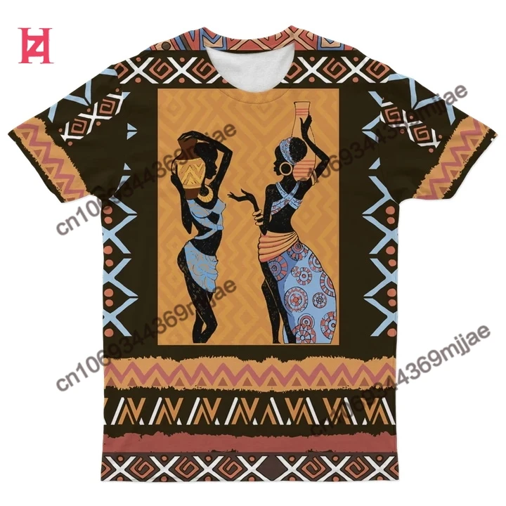 African Crewneck  Pocket Top Women Clothing Oversize T-shirts 2023 Women Short Sleeve T-shirts Women's Blouse Wholesale Items