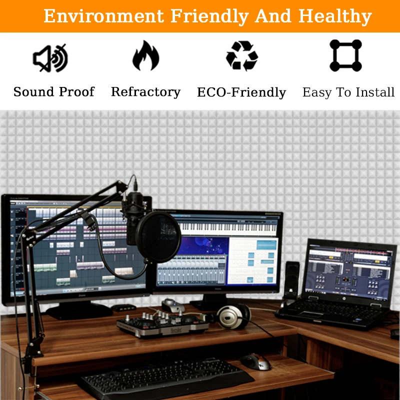 Акустическая пена TOUO 6/12/24 шт. пирамида высокой плотности звукоизоляционная