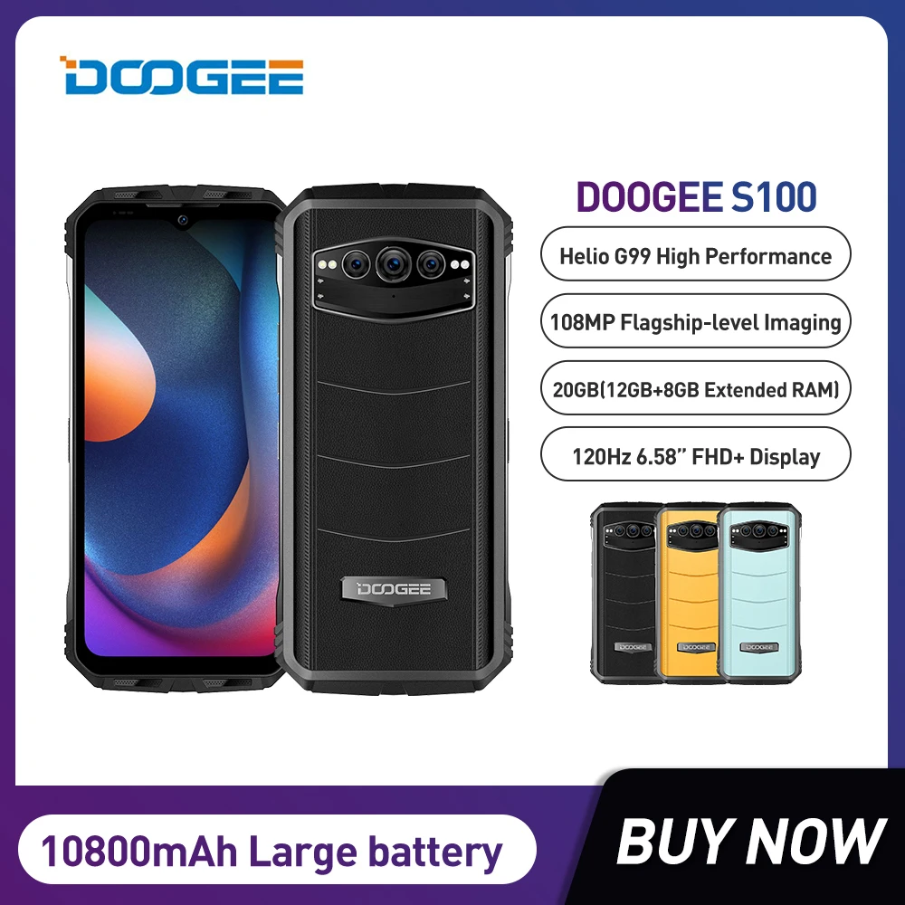 DOOGEE S100 Rugged Phone 120Hz Helio G99 6.58