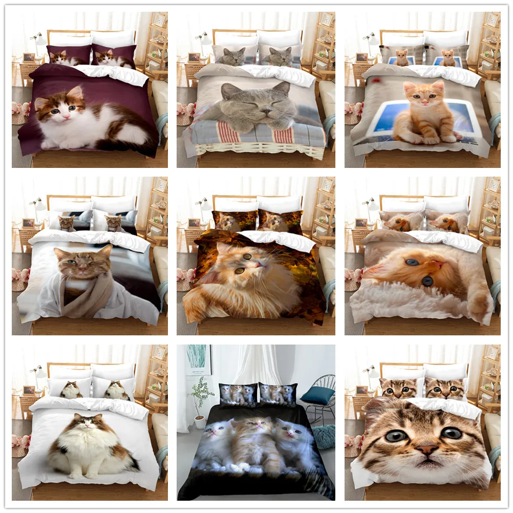 

Dekbedovertrek Cats Duvet Cover Set Twin for Boys Girls Cute Animal Printed Bedding Set Pet Theme Comforter Housse De Couette