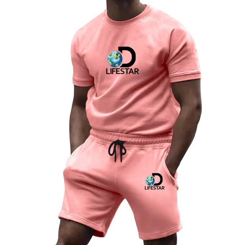 Men Sets Streetwear Short Quick-Drying Fitness T-Shirt + Pant 2 Pieces Set Outdoor Male Tracksuits Summer Casual Men's Clothing